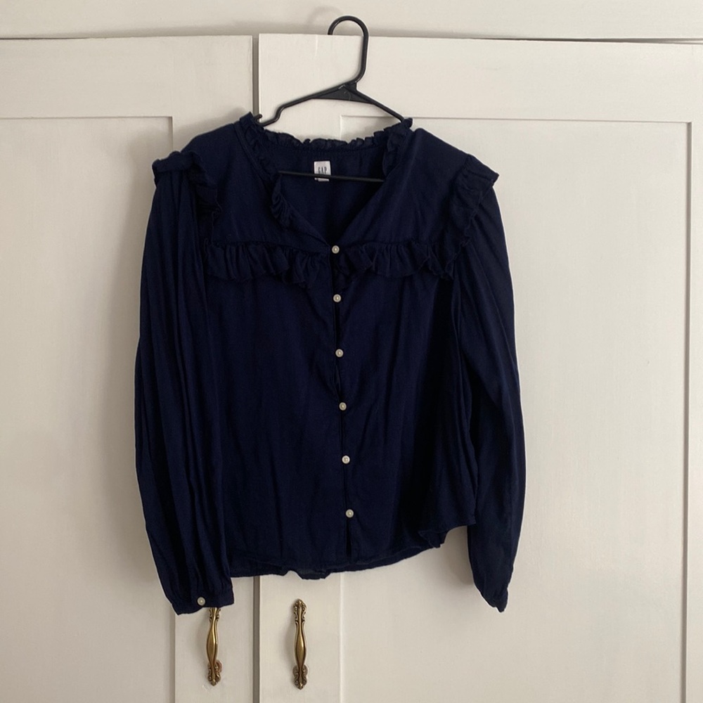 GAP Ruffled Linen Peasant Blouse